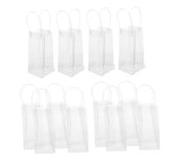 DECOMELODY 12pcs Clear Wine Pouch Cooler Bags with Handle Portable Leakproof Wine Carrier Tote for Outdoor Parties Chilled Beer Iced Beverage Storage