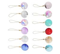 DECOMELODY 12pcs Crystal Flower Sun Catcher Prisms for Windows Hanging Ornaments for Christmas Tree Wedding Garden Decoration with Sparkling Radiant Finish