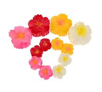 DECOMELODY 12PCS Gradient Hawaiian Flower Claw Clips Lightweight Summer Hair Accessories for Women Tropical Plumeria Design in White Yellow Pink Red Comfortable Fit for Beach Vacation
