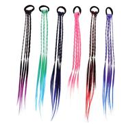 DECOMELODY 12pcs Synthetic Braided Ponytail Extensions with Elastic Bands Lightweight Braided Hair Pieces for Soft No-shedding Hair Rope Wig Accessories Flexible and Secure Fit