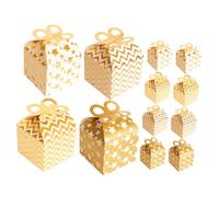 DECOMELODY 12pcs Wedding Candy Boxes Party Treat Favor Storage Containers Reusable Small Boxes for Weddings Birthdays Showers Christmas with Bright Gold Foil Star Wave Design