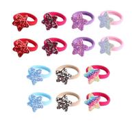DECOMELODY 14pcs Sequins Star Ponytail Holders Elastic Hair Rubber Bands for Thin to Hair for Women and Comfortable