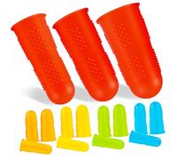 DECOMELODY 15 Pcs Silicone Finger Protectors Colors Elastic Reusable Finger Caps for Sewing Ironing Needlework Gardening and Manual Work Heat Resistant for Cut Protection
