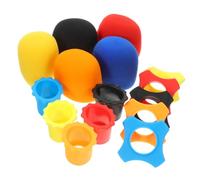 DECOMELODY 15pcs Microphone Windscreen Sponge Covers Mixed Color with 5 Anti-rolling Rings 5 Bottom Sleeves 5 Windscreens Bump Protection Identifying Stage Microphones for Live Random Color