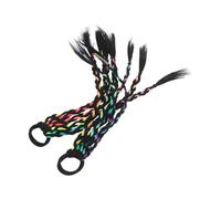 DECOMELODY 1pair Colorful Braided Hair Extensions for Boy Girl Synthetic Ponytail Braids Easy to Use for Parties Halloween and Cosplay Dress up Soft and Safe Material