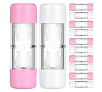 DECOMELODY 1set Rgp Lens Case Set with Tight Seal, Portable Pink and White Lens Holder, Left and Right Marked Protective Travel Storage Box for Scleral and Orthokeratology Lenses 12pcs