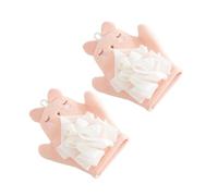 DECOMELODY 2 Pcs Bath Exfoliating Gloves with Soft Sponge Scrubber, Dual-Use Shower Loofah Gloves for Newborns and, Light Pink Bathing Accessories for Gentle Skin Massage