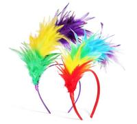 DECOMELODY 2 Pcs Colorful Headbands Vintage Plume Hair Hoops One Fits Women Festival Carnival Party Hair Accessories for Halloween Prom Weddings