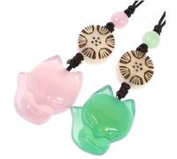 DECOMELODY 2 pcs Jade Agate Fox Pendants Mobile Phone Charms Keychain Accessories in Green and Pink Stylish Semi-precious Holders for Birthday and Valentine Day