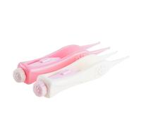 DECOMELODY 2 Pcs LED Earwax Removal Tools Flexible Plastic Ear Cleaner with Visible Light for Boy Girl Safe Clip Tweezer Design Portable White and Pink