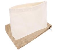 DECOMELODY 2 pcs Portable Zipper Cosmetic Storage Bags for Travel Small Makeup Organizer Pouch in Milk White and Khaki Fabric Handheld Clutch for Women