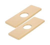 DECOMELODY 2 Pcs Stainless Steel Deck Plate Faucet Hole Covers Rectangle Escutcheons for Kitchen and Bathroom Sink Mixer Tap Quick Installation Conceals Unsightly Areas Golden Brushed Finish