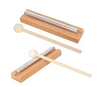 DECOMELODY 2 Set Wood Hand Chimes Lightweight Metal and Wood Percussion Instruments for Classroom Attention Meditation Yoga Prayer with Clear Single Tone Sound