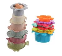 DECOMELODY 2 sets Stacking Cups Fish Shape Educational Learning for Hand Eye Coordination Activity Fine Motor Skill Development Indoor Outdoor Bath Play