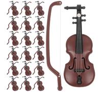 DECOMELODY 20 Sets Coffee Color Simulation Mini Violin Ornaments Wooden Texture Musical Instrument Models Christmas Decor Props for Home and Office Display