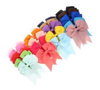 DECOMELODY 20Pcs Elastic Bowknot Hair Bands for Ribbed Satin Scrunchies Ponytail Holders Bright Colors Random Pack Soft Hair Accessories for Party Birthday Family Photos Random Color
