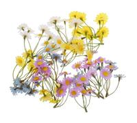 DECOMELODY 20pcs Mini Artificial Daisy Bouquet Faux Flowers with Stems for Spring Summer Home Wedding Decor Realistic Tiny Fake Flowers Arrangement in White Yellow Blue Purple