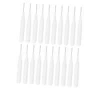 DECOMELODY 20pcs Mini Nylon Makeup Brush Set Cap, Multifunctional Eyebrow and Interdental Brushes for Precision Eyebrow Filling and Oral Cleaning, White for Travel and Daily Use