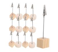 DECOMELODY 20pcs Wood Place Card Holders with Square and Column Design Secure Table Photo Stands for Wedding Centerpieces Memo Clips for Seating Cards for Parties and Home Decor