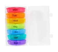 DECOMELODY 21-Compartment Rainbow Weekly Pill Organizer, Multi-Color Medicine Storage Box for Daily Vitamins and Medication, Portable 7-Day Tablet Dispenser for Travel and Home Use