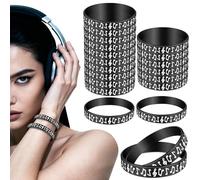 DECOMELODY 24Pcs Black Music Note Silicone Bracelets, Musical Wristbands for, Rock Guitar Themed Rubber Wristbands for Music Party Favors and Concert Event Accessories