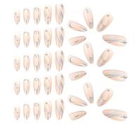DECOMELODY 24pcs European American Style Armor Press Nails Fire Flame Pattern Artificial Glue Nails Rivet Decorative Fake for Women Short False Reusable