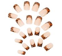 DECOMELODY 24pcs Leopard Print Armor Fake Nails Wearable Press-on Nails French Tips abs