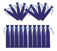 DECOMELODY 25pcs Blue Pen Bag Pouch Flannel Drawstring Design Pen Protective Sleeve Stationery Storage Bag for Writing Tools Suitable for Students and Clerks Birthday Anniversary