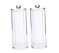 DECOMELODY 2pcs Acrylic Cosmetic Box Hair Ring Organizer Cylindrical Storage Container Lid for Makeup Cotton Pads and Hair Accessories Household Storage