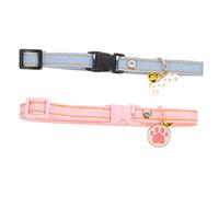 DECOMELODY 2Pcs Adjustable Cat Breakaway Collars with Pendant Soft Breathable Kitten Neckwear Skin Friendly Cat Neck Decoration for Comfort and Safety