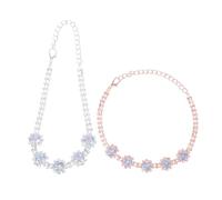DECOMELODY 2pcs Adjustable Decorative Pet Necklace for Cats and Dogs Stylish Collar with Charms Comfortable Material for Puppies and Kittens Silver and Rose Gold