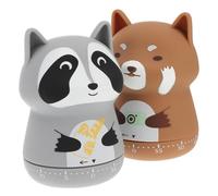 DECOMELODY 2Pcs Animal-shape Kitchen Timer Portable Reminder for Baking Cooking Use Abs Material Mechanical Countdown Timers with Adorable Cartoon Design Random Style