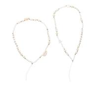DECOMELODY 2Pcs Bohemian Pearl Shell Phone Hanging Chain Anti-lost Acrylic Mobile DIY Accessory for Women Wear-resistant Decorative Lanyard for Phone Case and Bag Charm