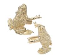 DECOMELODY 2pcs Brass Toad Door Knobs Cabinet Handles Traditional Chinese Animal Shaped Furniture Hardware for Cabinets Drawers Wardrobes Vintage Style