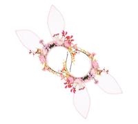 DECOMELODY 2pcs Bunny Ear Headband Flowers Floral Crown Rabbit Ear Headband for Halloween Birthday Party Fairy Costume