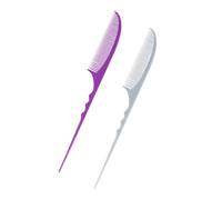 DECOMELODY 2pcs Carbon Fiber Long Hair Style Tail Combs for Women, Gray and Purple, Professional Home Hairstyling Tools for Thick and Fine Hair