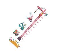 DECOMELODY 2PCS Cartoon Tower Crane Height Sticker PVC Wall Decals with Measuring Scale for Boys Bedroom Nursery Decoration