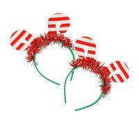 DECOMELODY 2pcs Christmas Candy Cane Headbands Lightweight Festive Hair Hoops for Party Cosplay Performance Accessories for Adults