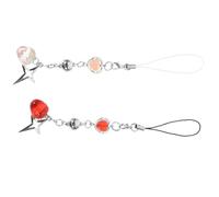 DECOMELODY 2pcs Cute Strawberry Phone Charm Strap for Women Red Pink Small Cross Heart Pendant Phone Accessories Kawaii Mobile Decoration for Purse and Backpack