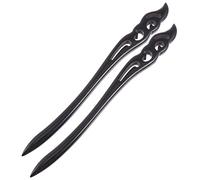 DECOMELODY 2pcs Ebony Hairpin Retro Wood Hair Stick Vintage Style for Hanfu Simple Hair Fork Accessories