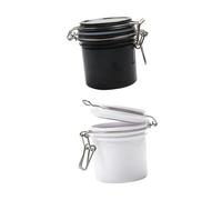 DECOMELODY 2Pcs Eyelash Glue Storage Jars Portable Eyelash Extension Containers Compact Lightweight for Beauty Salon and Home Use with Material Black and White