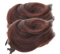 DECOMELODY 2Pcs Fake Bun Hair High Temperature Chignon Hair Claw Extensions for Women Straight Hairpiece Adds Volume Fullness Easy Clip-in Styling