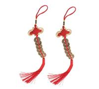 DECOMELODY 2PCS Feng Shui Coins Hanging Ornament with Red Chinese Knot Tassels for Wealth Prosperity and Success Lunar Year Decoration Pendant for Car Home Office Easy to Hang for Year Horse