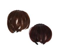 DECOMELODY 2pcs French Clip In Bangs Human Hair Extensions Thick Natural-looking Curtain Fringe Hairpieces for Women Easy Quick Installation Cosplay Party Wigs