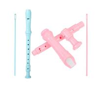 DECOMELODY 2pcs German Fingering Soprano Recorder Set, 8-Hole Plastic Flute Instruments for Beginners, Educational Musical for with Cleaning Accessories, Pink Blue