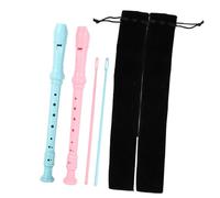DECOMELODY 2pcs German System Soprano Recorder Set for Beginners, 8-hole Educational Musical Flute for Boys and Girls with Cleaning Rod, Cherry Blossom Pink Ocean Blue, Suitable