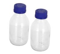 DECOMELODY 2pcs Glass Chemical Reagent Bottles with Blue Caps Graduated Sample Sealing Bottles for Laboratory Use Transparent Liquid Containers for Student Science Experiments