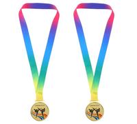 DECOMELODY 2pcs Gold Taekwondo Contest Medals with Neck Lanyard - Metal Sports Competition Awards for Martial Arts Winners and School Graduation Prizes