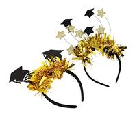 DECOMELODY 2pcs Graduation Headbands Creative Black and Design for Party Decorations Stylish Doctor Hat Hair Hoops for Men Women and Boys and Girls for Graduation Celebrations