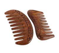 DECOMELODY 2pcs Hand Carved Black Sandalwood Wide Tooth Combs for Scalp Massage Hair Detangling Gentle Wooden Hairbrushes for Long Thick Hair Natural Deep Massage Anti-breakage Styling Tools